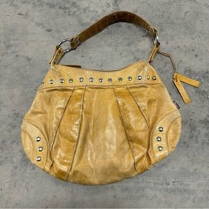 Western Cognac Leather Embellished Bag